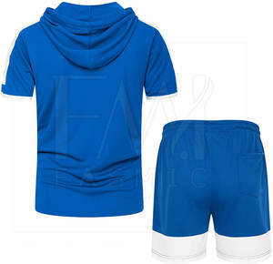 Sudadera con Capucha y Pantalones Cortos de Felpa Tejida para Hombre, de Alta Calidad, Talla Personalizable, 100% Algodón, con Cordón Ajustable - Product Image 5