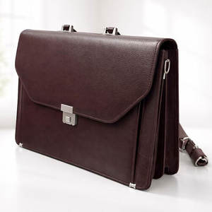 กระเป๋าเอกสารหนังสีเดียวแบบคลาสสิก ทนทาน สำหรับใส่แล็ปท็อปสำหรับผู้ชาย ขนาดสั่งทำได้ กระเป๋าเอกสารหนังสีเดียว - Product Image 1