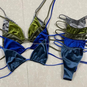 2024 fábrica nuevo satén Bikini Flutter bragas logotipo impreso completo Oem diseño Floral personalizado mujeres Bikini conjunto - Product Image 5