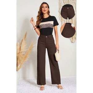 Jean en denim marron élégant et tendance pour femme, coupe large, luxueux, écologique, décontracté, taille 26-40 - Product Image 6