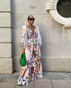 Vestido largo de manga larga para mujer, bohemio, Chic, bordado - Product Image 2