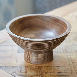 Bol de service pour la maison, cuisine, fruits, salades, chips, trempette/polyvalent/fait à la main/bois de manguier sculpté/petit bol surélevé/lot de 1 - Product Image 2