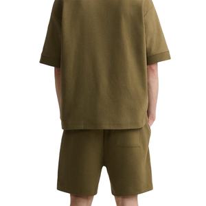 ชุดผ้าฝ้าย100% เป็นกรดชุดสั้นสำหรับผู้ชายชุดผ้าเทอร์รี่ระบายอากาศได้ดีใส่ในฤดูร้อนชุดสั้นสีพื้นแบบลำลอง - Product Image 6