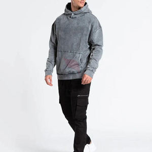 Sudadera con capucha de chenilla de tamaño bordado personalizado Sudadera con capucha de algodón bordado desgastado para hombres a precio al por mayor mezcla de algodón básico - Product Image 1