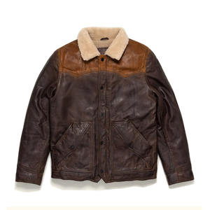 RIVIAN ATLANTIC Chaqueta de invierno informal para hombre de cuero genuino con cuello vuelto y decoración de piel ODM Supply Venta caliente - Product Image 1