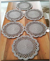 Ensemble de 6 sets de dessous-de-plat ronds en coton crocheté faits à la main, écologiques, multicolores, 15 pouces, fabriqués en Inde