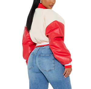Street Wear Winter Style Crop Top Varsity Jacket Leather Sleeves Hot Selling Trending Crop Top Baseball Jackets for Women's - Product Image 2