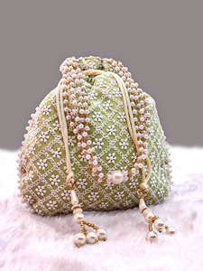 กระเป๋าคลัทช์ปักกระเป๋า potli กระเป๋าถุงรูดกระเป๋าของขวัญคืนงานแต่งงานกระเป๋าแต่งงานมีเชือกรูดกระเป๋าแต่งงาน - Product Image 6