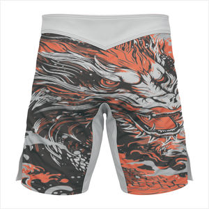 MMA Training <b>Shorts</b> for <b>Men</b> Embroidered Floral Sublimated Custom Grappling Kickboxing <b>Compression</b> Fit High Waist Drawstring - Product Image 2