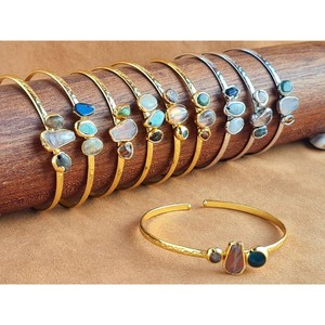 Boho Style Stone <b>Cuff</b> <b>Bracelets</b> Gold and <b>Silver</b> Plated for Trendy Resale Fashion Accessory - Product Image 1