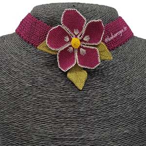 Collar de cuentas finas Justice Fatmagul, encaje de aguja y diseño inspirado en el vino - Product Image 1