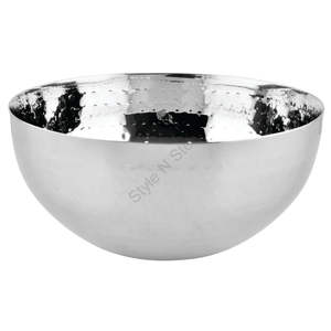 <b>Stainless</b> <b>Steel</b> Round <b>Bowl</b> 3-piece Set With Hammered - Product Image 2