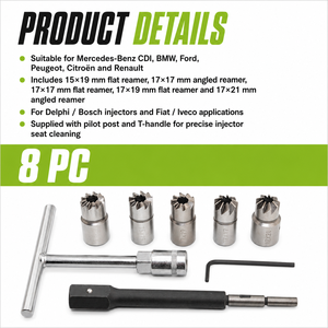 Kit di Fresa per Sedile Iniettore Diesel, Set di Strumenti per la Pulizia degli Iniettori per Mercedes, BMW, Ford, Peugeot, Citroen, <span class=keywords><strong>Renault</strong></span> - Product Image 3