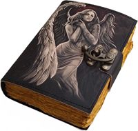 NOUVEAUTÉ : Carnet de notes en cuir fait main de haute qualité avec impression UV « Larmes d'ange », couverture rigide, bord festonné, carnet de croquis en laiton – Vente en gros