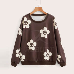 Sweat-shirt à capuche à manches longues pour femmes sur mesure polaire d'hiver avec col rond automne imprimé doublé prix raisonnable - Product Image 1