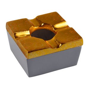 Cendrier décoratif en métal complet avec design de tête plaqué or, avec 4 finitions - Product Image 4