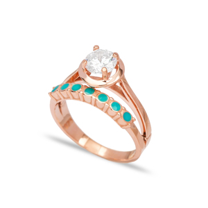 Minimal Enamel Design <b>CZ</b> Stone Engagement <b>Ring</b> Wholesale 925 Sterling Silver Jewellery Turkish Handmade Fine Jewelry - Product Image 1