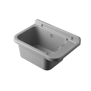 Lavabo da Bagno Moderno Ovale a Parete in Pietra Opaca per Ospedali, Hotel e Uso Domestico, Grigio 50x34 cm - Product Image 1