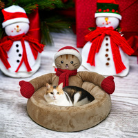 Lit pour animaux de compagnie de style Noël, dessin animé 3D, semi-fermé, chaud, maison pour chien et chat pour petits et moyens chiens, décoration d'intérieur confortable