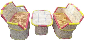 Ensemble de 4 chaises et table en rotin et bambou, nouveau modèle, avec canapé, ensemble de salon, ensemble de restaurant, ensemble de jardin extérieur, canapé de salon - Product Image 5