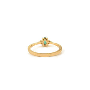 Anillo de Piedras Preciosas Simple con Esmeralda y Diamante Minimalista, Precio de Fábrica al por Mayor, Joyería Diaria, Oro Amarillo de 14K, Joyería Fina - Product Image 6