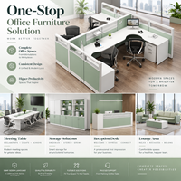 Poste de travail de bureau moderne pour 4 personnes, en forme de L, avec cloison d'intimité et meuble de rangement