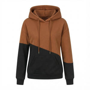 Sudaderas con Capucha para Mujer Hechas a Medida OEM, Diseño Elegante con Bloques de Color, Ajuste Casual y Relajado, Hombros Caídos, Bolsillo Tipo Canguro - Product Image 4