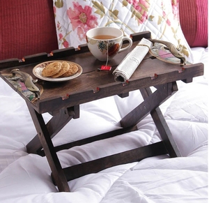 Mango Wood Madhubani Work Desayuno plegable en bandeja de cama/Bandeja de desayuno Plato de servicio decorativo para mesa decorativa - Product Image 6