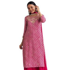 Rosa Leheriya Zardosi lavoro Kurta Palazzo tuta all'ingrosso donna abbigliamento etnico OEM fabbrica fornitore di abbigliamento alla rinfusa abbigliamento personalizzato - Product Image 2