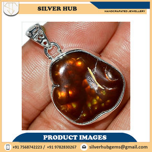 Colgante de ágata de fuego mexicana de plata de ley 925, joyería a la venta al mejor precio - Product Image 6