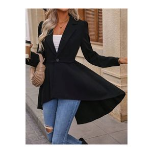 Giacca da donna con colletto lungo a maniche lunghe con bottone frontale in atlante