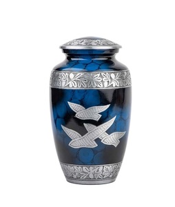 Royal Silver Cremation Urn for Human Ashes - Adult Funeral Urn Handcrafted Ashes Large Urn <b>Deal</b> (Classic Royal Wings Blue Adult) - Product Image 6