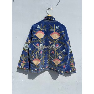 Veste d'hiver unisexe personnalisable, tissu en velours ouzbek brodé Suzani en coton fait main, tissu tricoté pour la saison d'automne - Product Image 5