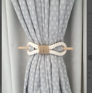 Curtain Tie Backs. White Cotton Rope. Jute Rope. Window Design. Curtain Tie-backs. Nautical Decor - Product Image 1