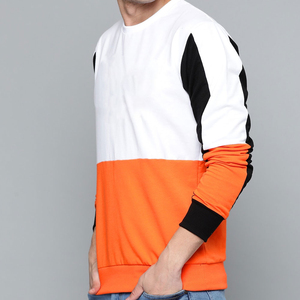 Sudadera de cuello redondo de felpa francesa con bloque de Color y logotipo personalizado 100% algodón mezclado Patchwork Streetwear básico con forro frontal para hombres - Product Image 2