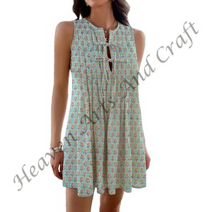 Robe en coton à imprimé bloc bohème pour femmes, design bohème fait à la main, tunique en coton respirant, vêtements d'Inde et du Pakistan - Product Image 5