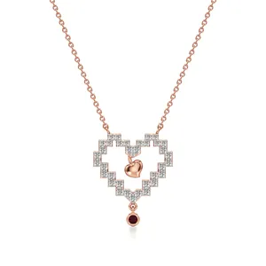 สร้อยคอเพชร จี้รูปหัวใจพิกเซล - Product Image 1