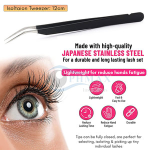 Pinzas de pestañas profesionales Acabado de color para pestañas clásicas y voluminosas Pinzas de extensión de pestañas recubiertas de color Premium - Product Image 5