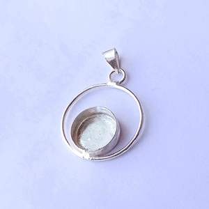 2025 Component Good Supplier Bezel Cups Semi Mount Pendant 925 Sterling Silver Round 12 mm <b>Stone</b> <b>Resin</b> Ashes DIY Collet Metal - Product Image 4
