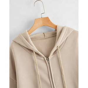Sudadera con capucha y cremallera para hombre, de algodón 100% de 600 g/m², de invierno, con forro polar, para exteriores, estampada, de color liso, talla grande, OEM - Product Image 2