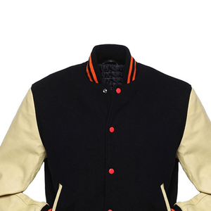 Custom Men's Letterman <b>Jackets</b> with Stand Collar Front Logo-Create Your Idea! - Product Image 5