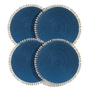 Juego de Mantel Individual natural tejido a mano para granja o decoración tropical Mantel individual de ratán hecho a mano redondo con conchas marinas - Product Image 2