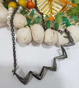 Stylish Zig Zag <b>Wave</b> Pendant 925 Sterling Silver Natural Pave Diamond <b>Jewelry</b> 45x10MM Size For Wedding & Engagement - Product Image 4