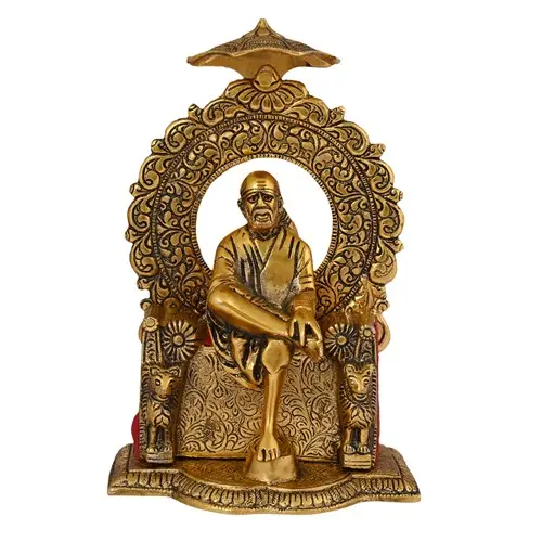 Sai Baba Setting Figurine Gold Idol for Home Temple For Home Decoration Diwali Home Entrance Decor Statue