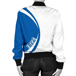 Zeta phi Beta เสื้อแจ็กเก็ตซาตินสำหรับสตรีสีฟ้าขาวเสื้อผ้าชมรมชาวกรีก zpb 1920เย็บปักถักร้อยสไตล์ทีมตัวแทน - Product Image 3