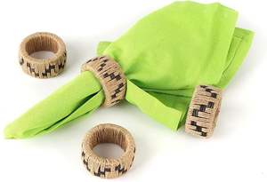 Lista de los principales patrocinadores, servilleteros, decoración de mesa de Hotel, servilleteros tejidos a mano, Juego de 4 anillos de tejido para el hogar y la cocina - Product Image 6