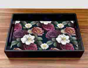 Bandeja para servir de bambú de Acacia rústica con asas de madera Plato de desayuno rectangular para servir alimentos decorativos - Product Image 3