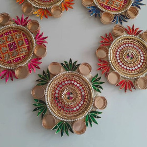 เสื่อ rangoli ดอกบัว, เชิงเทียน, ที่วางไฟชา, ของตกแต่งบ้าน, ของตกแต่ง Diwali, จานเทียน, ของตกแต่งด้วยมือ, - Product Image 1