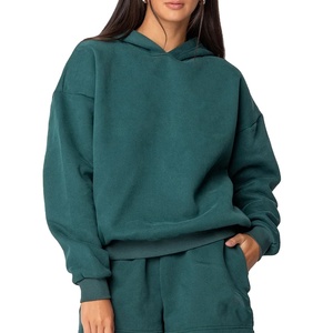 Plain Dyed Women Hoodie 100% Cotton Winter Casual Wear Customized Logo Long Sleeves New Fashionable <b>Tops</b> For Women - Product Image 1