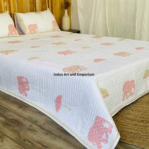 Cubrecamas de Algodón Estampados a Mano al por Mayor, Cubrecama Acolchado de Algodón - Product Image 1
